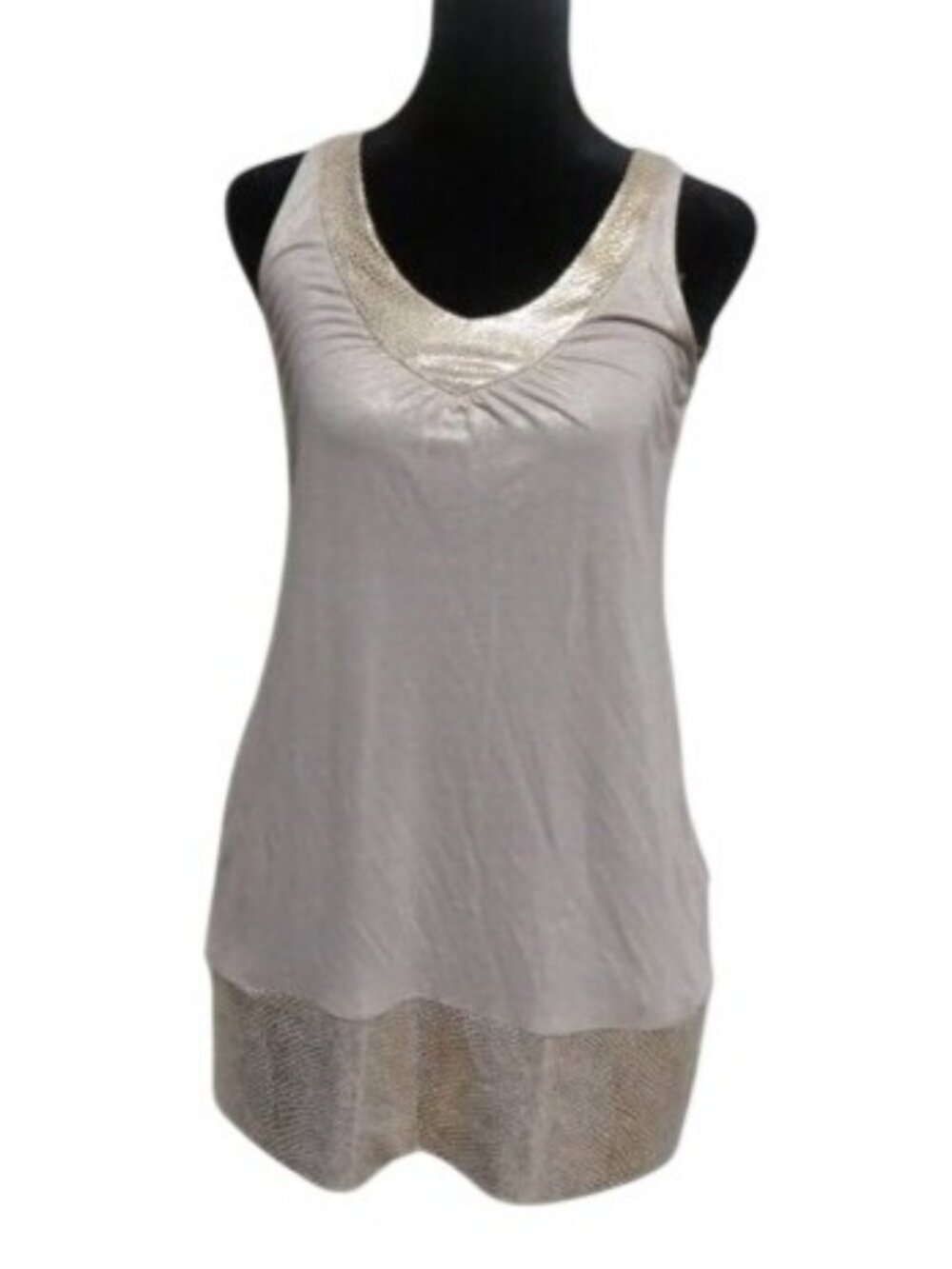 Express Gold Shimmery Sleeveless Summer Dress XS sparkling gold hemline